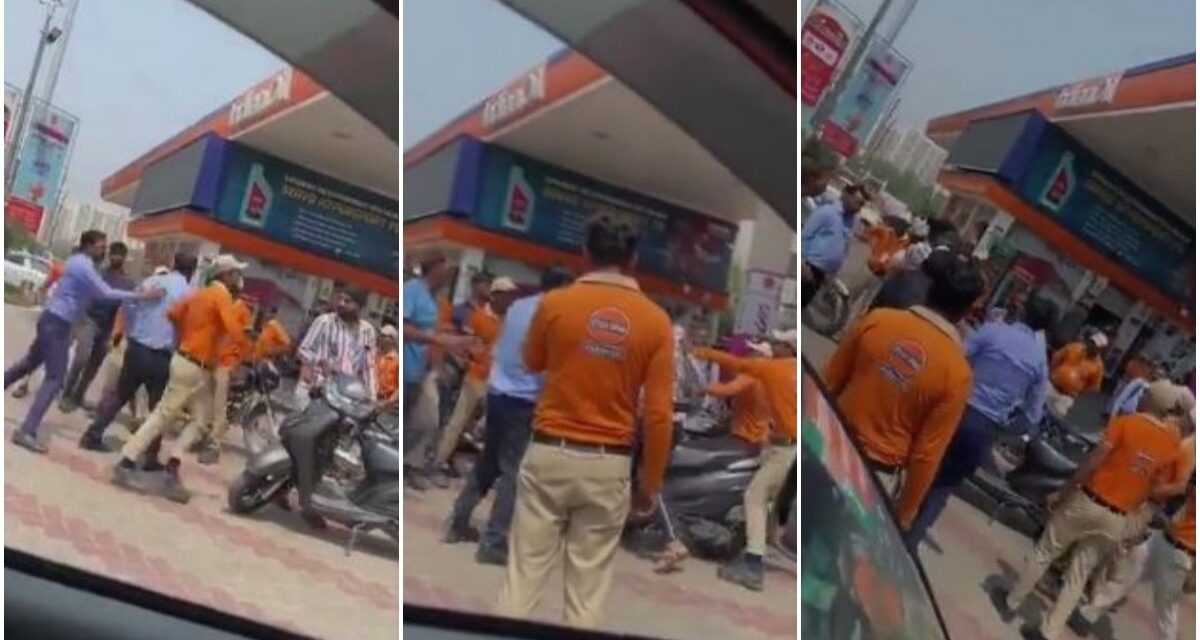 VIDEO: ग्रेटर नोएडा में पेट्रोल पंप पर स्कूटी सवार युवक से मारपीट, कर्मचारियों ने जमकर पीटा