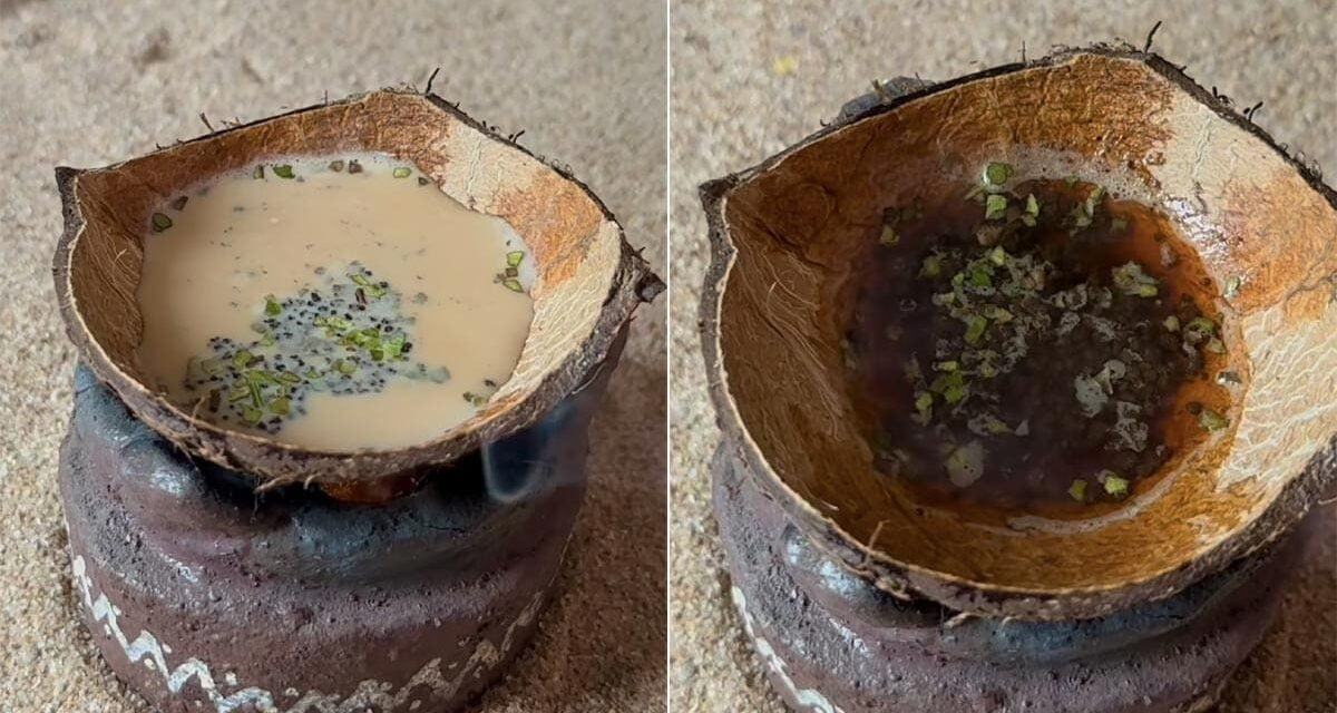 महिला ने नारियल के खोल में बनाई चाय, इंटरनेट पर छाया वीडियो