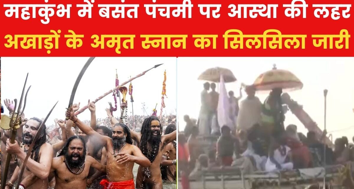 बसंत पंचमी पर अमृत स्नान की भव्यता… महानिर्वाणी, निरंजनी आखाड़े ने लगाई डुबकी