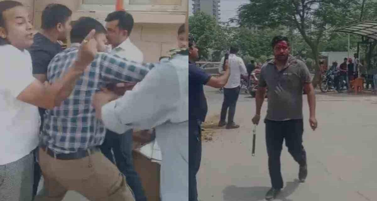 ग्रेटर नोएडा : सोसाइटी में एंट्री को लेकर बवाल, रेजिडेंट और गार्डों के बीच जमकर चले लाठी-डंडे
