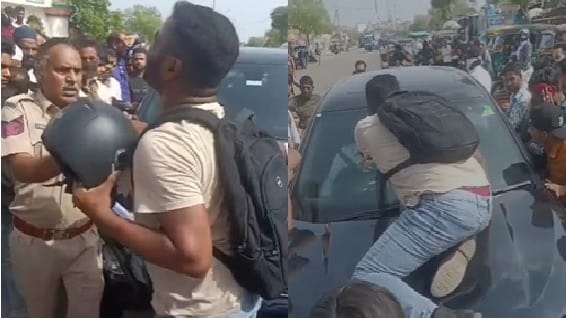 कार रोकी, बोनट पर मुक्के मारे और तोड़ा शीशा… जयपुर में बदमाश को थाने ले जा रही पुलिस टीम पर हमला, VIDEO