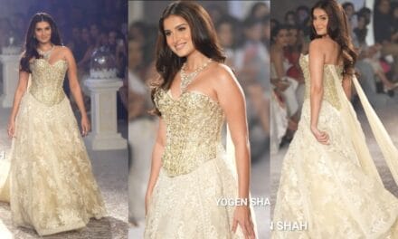 रैंप पर 18 कैरेट गोल्ड से बना कोर्सेट पहन सितारों की तरह झिलमिलाईं तारा सुतारिया