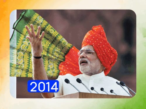 मोदी ने चौथी बार केसरिया पगड़ी पहनी:भगवा जैकेट के साथ तिरंगा बॉर्डर वाला गमछा; 12 सालों में ऐसा रहा P