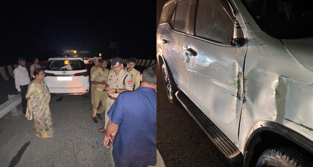 यूपी की कैबिनेट मंत्री बेबी रानी मौर्य बाल-बाल बचीं, ट्रक से टकराई फॉरच्यूनर