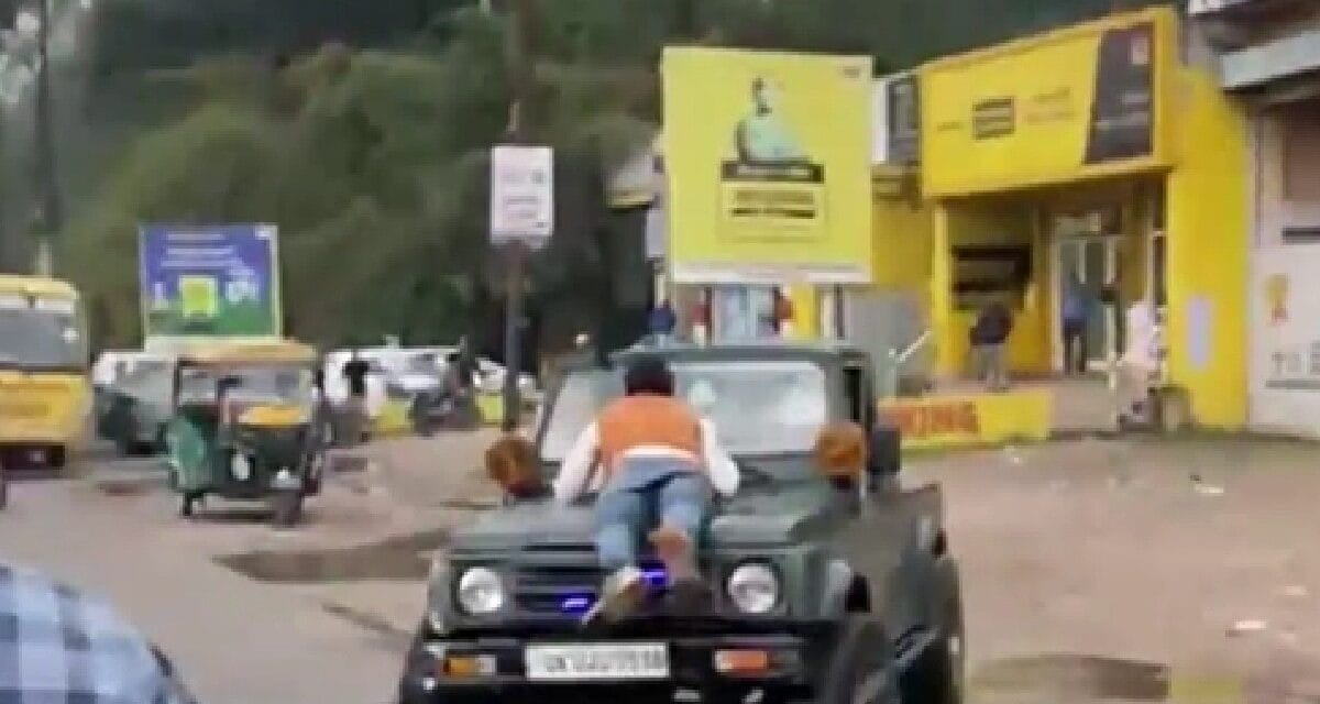 जीप वाले ने ई-रिक्शा को मारी टक्कर, भागने के चक्कर में बोनट पर घुमाया, VIDEO