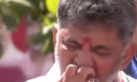 कर्नाटक CM शिवकुमार ने सेब खाकर समर्थकों पर फेंके, Video:भाजपा बोली