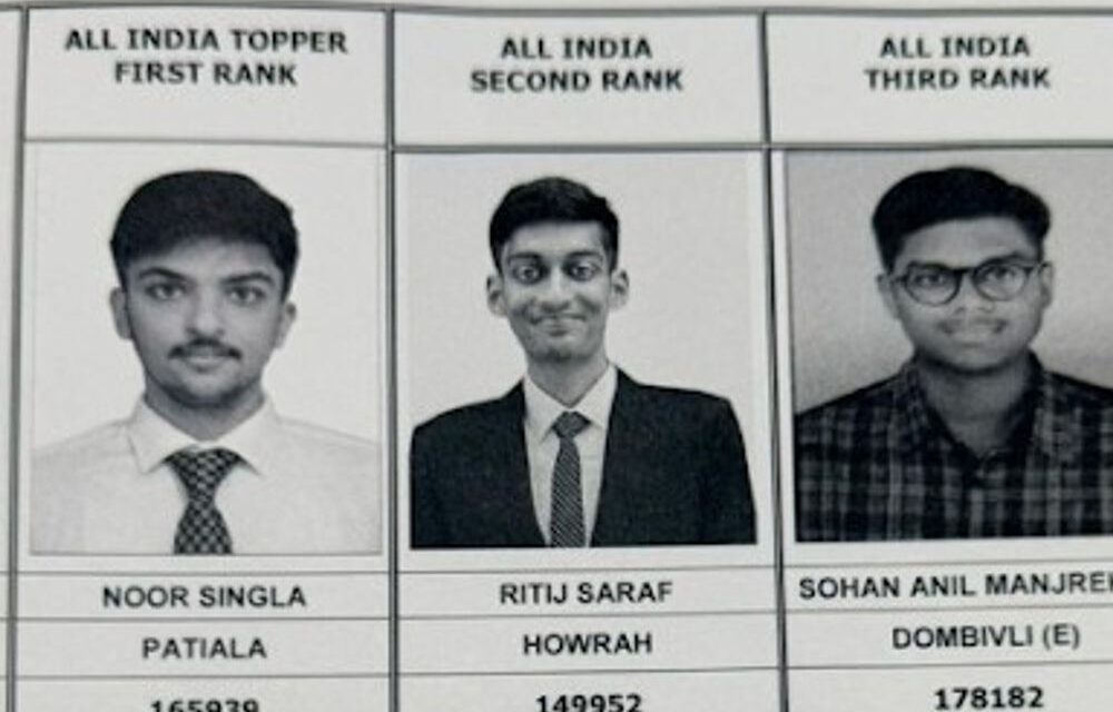 ICAI CA फाइनल रिजल्ट 2026 जारी:नूर सिंगला ने किया टॉप, रितिज सराफ रहे सेकंड टॉपर