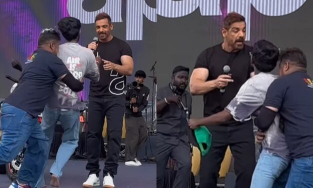 चकमा देकर जॉन से मिलने पहुंचा फैन, बॉडीगार्ड ने पकड़ा