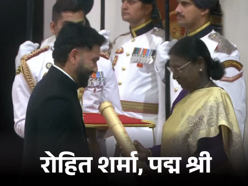 क्रिकेटर रोहित शर्मा पद्मश्री से सम्मानित:सिंगर अलका याग्निक ने पद्म भूषण लेने से पहले मोदी के पैर छुए; 65 हस्तियों को मिले पद्म अवॉर्ड