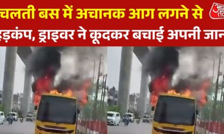 स्कूल बस में अचानक आग लगने से हड़कंप, देखते ही देखते बनी आग का गोला