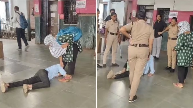 महिला के पैर पकड़ रोया युवक, लोग बोले
