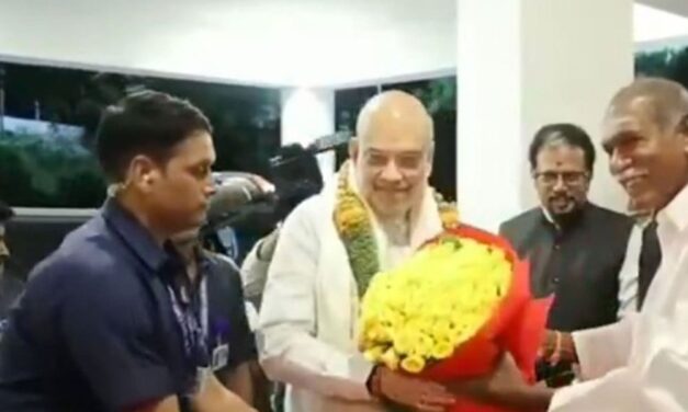 भास्कर अपडेट्स:अमित शाह दो दिन के पुडुचेरी दौरे पर, सीएम रंगासामी ने स्वागत किया