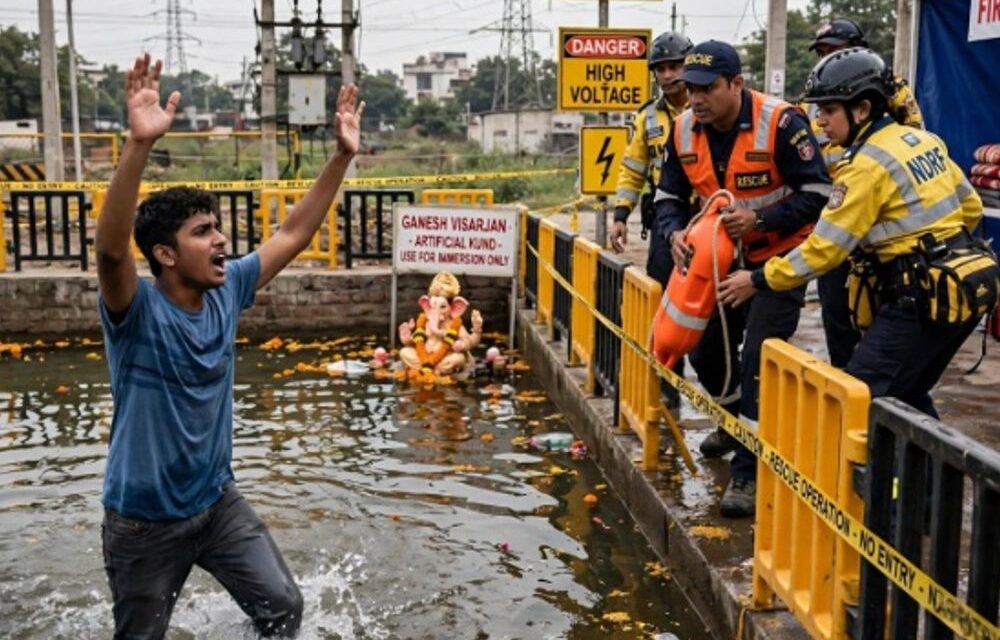 जोगेश्वरी के विसर्जन कुंड में फैला करंट, युवक की मौत:लालबाग इलाके में भी गणेश पंडाल के पास करंट से बच्ची-महिला की मौत हुई थी