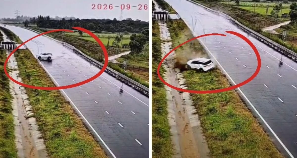 गंगा एक्सप्रेसवे पर BJP विधायक की फॉर्च्यूनर का भीषण एक्सीडेंट, CCTV में कैद हुई घटना